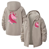 Unicorn Hearts Unisex Full-Zip Printed Waterproof Hooded Windbreaker