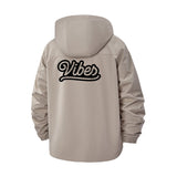Vibes Script Unisex Full-Zip Printed Waterproof Hooded Windbreaker
