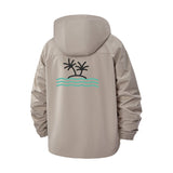Palm Tree Waves Unisex Full-Zip Printed Waterproof Hooded Windbreaker
