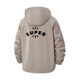 Super Typographic Unisex Full-Zip Printed Waterproof Hooded Windbreaker