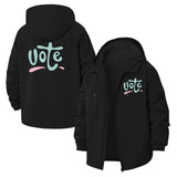 Vote Slogan Unisex Full-Zip Printed Waterproof Hooded Windbreaker