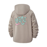 Vote Slogan Unisex Full-Zip Printed Waterproof Hooded Windbreaker