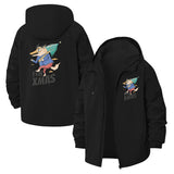 Edgy Christmas Cartoon Unisex Full-Zip Printed Waterproof Hooded Windbreaker