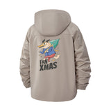 Edgy Christmas Cartoon Unisex Full-Zip Printed Waterproof Hooded Windbreaker