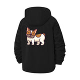 Cartoon French Bulldog Unisex Full-Zip Printed Waterproof Hooded Windbreaker