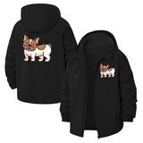 Cartoon French Bulldog Unisex Full-Zip Printed Waterproof Hooded Windbreaker
