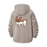 Cartoon French Bulldog Unisex Full-Zip Printed Waterproof Hooded Windbreaker