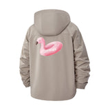 Flamingo Graphic Unisex Full-Zip Printed Waterproof Hooded Windbreaker