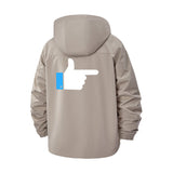 Retro Pointing Hand Unisex Full-Zip Printed Waterproof Hooded Windbreaker