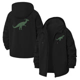 Dinosaur Motif Unisex Full-Zip Printed Waterproof Hooded Windbreaker