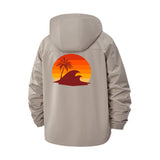 Sunset Surf Palm Unisex Full-Zip Printed Waterproof Hooded Windbreaker