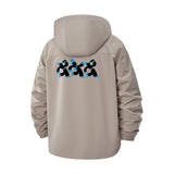 Dancing Penguin Motif Unisex Full-Zip Printed Waterproof Hooded Windbreaker