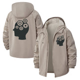Gears Mind Unisex Full-Zip Printed Waterproof Hooded Windbreaker