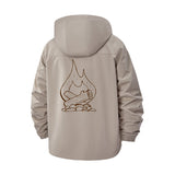 Campfire Line Art Unisex Full-Zip Printed Waterproof Hooded Windbreaker