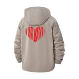 Scribble Heart Unisex Full-Zip Printed Waterproof Hooded Windbreaker