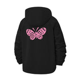 Butterfly Motif Unisex Full-Zip Printed Waterproof Hooded Windbreaker