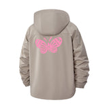 Butterfly Motif Unisex Full-Zip Printed Waterproof Hooded Windbreaker