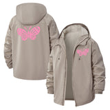 Butterfly Motif Unisex Full-Zip Printed Waterproof Hooded Windbreaker