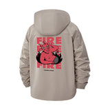 Fire Demon Illustration Unisex Full-Zip Printed Waterproof Hooded Windbreaker