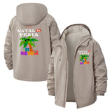 Tropical Holiday Unisex Full-Zip Printed Waterproof Hooded Windbreaker
