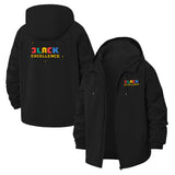 Black Excellence Unisex Full-Zip Printed Waterproof Hooded Windbreaker