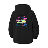 Tropical Flamingo Vacation Unisex Full-Zip Printed Waterproof Hooded Windbreaker