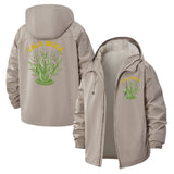 Botanical Motif Unisex Full-Zip Printed Waterproof Hooded Windbreaker