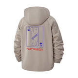 Playing Card Motif Unisex Full-Zip Printed Waterproof Hooded Windbreaker