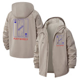 Playing Card Motif Unisex Full-Zip Printed Waterproof Hooded Windbreaker