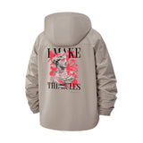 Make Trouble Statue Unisex Full-Zip Printed Waterproof Hooded Windbreaker