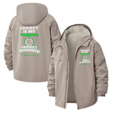 Cricket Tournament Unisex Full-Zip Printed Waterproof Hooded Windbreaker