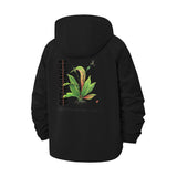 Botanical Plant Graphic Unisex Full-Zip Printed Waterproof Hooded Windbreaker