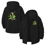 Botanical Plant Graphic Unisex Full-Zip Printed Waterproof Hooded Windbreaker