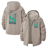 Skateboarding Frog Unisex Full-Zip Printed Waterproof Hooded Windbreaker