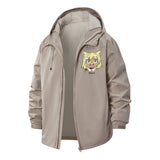 Anime Cat Girl Wow Unisex Full-Zip Printed Waterproof Hooded Windbreaker