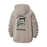 Cute Frankenstein Illustration Unisex Full-Zip Printed Waterproof Hooded Windbreaker