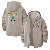 Retro Cartoon Character Unisex Full-Zip Printed Waterproof Hooded Windbreaker