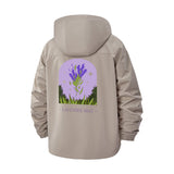 Lavender Botanical Unisex Full-Zip Printed Waterproof Hooded Windbreaker