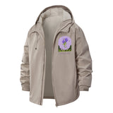 Lavender Botanical Unisex Full-Zip Printed Waterproof Hooded Windbreaker