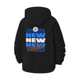 Typographic Stacked Lettering Unisex Full-Zip Printed Waterproof Hooded Windbreaker