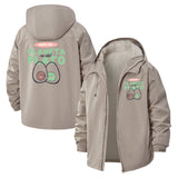 Cute Planet and Plate Unisex Full-Zip Printed Waterproof Hooded Windbreaker