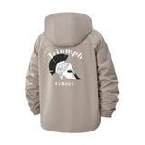 Triumphant Helmet Motif Unisex Full-Zip Printed Waterproof Hooded Windbreaker