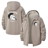 Triumphant Helmet Motif Unisex Full-Zip Printed Waterproof Hooded Windbreaker