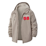 Racing Number Unisex Full-Zip Printed Waterproof Hooded Windbreaker
