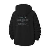 Inspirational Quote Unisex Full-Zip Printed Waterproof Hooded Windbreaker