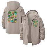Whimsical Potted Plants Unisex Full-Zip Printed Waterproof Hooded Windbreaker