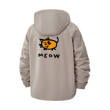 Cartoon Cat Meow Unisex Full-Zip Printed Waterproof Hooded Windbreaker