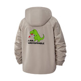 Funny Dinosaur Unisex Full-Zip Printed Waterproof Hooded Windbreaker