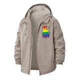 Rainbow Cat Unisex Full-Zip Printed Waterproof Hooded Windbreaker