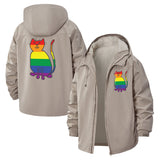 Rainbow Cat Unisex Full-Zip Printed Waterproof Hooded Windbreaker